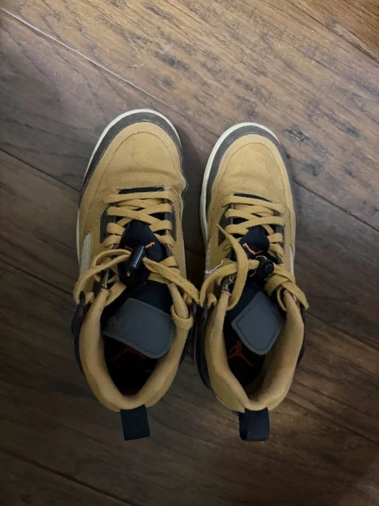Jordan Men's Low-Top Athletic Sneakers in Tan and Black - Picture 2 of 4